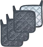 Eupholium 4 Pack Grey Heat Resistant Pot Holders - Thick Oven Hot Pads with Non-Slip Grip Up to 400°F Protection