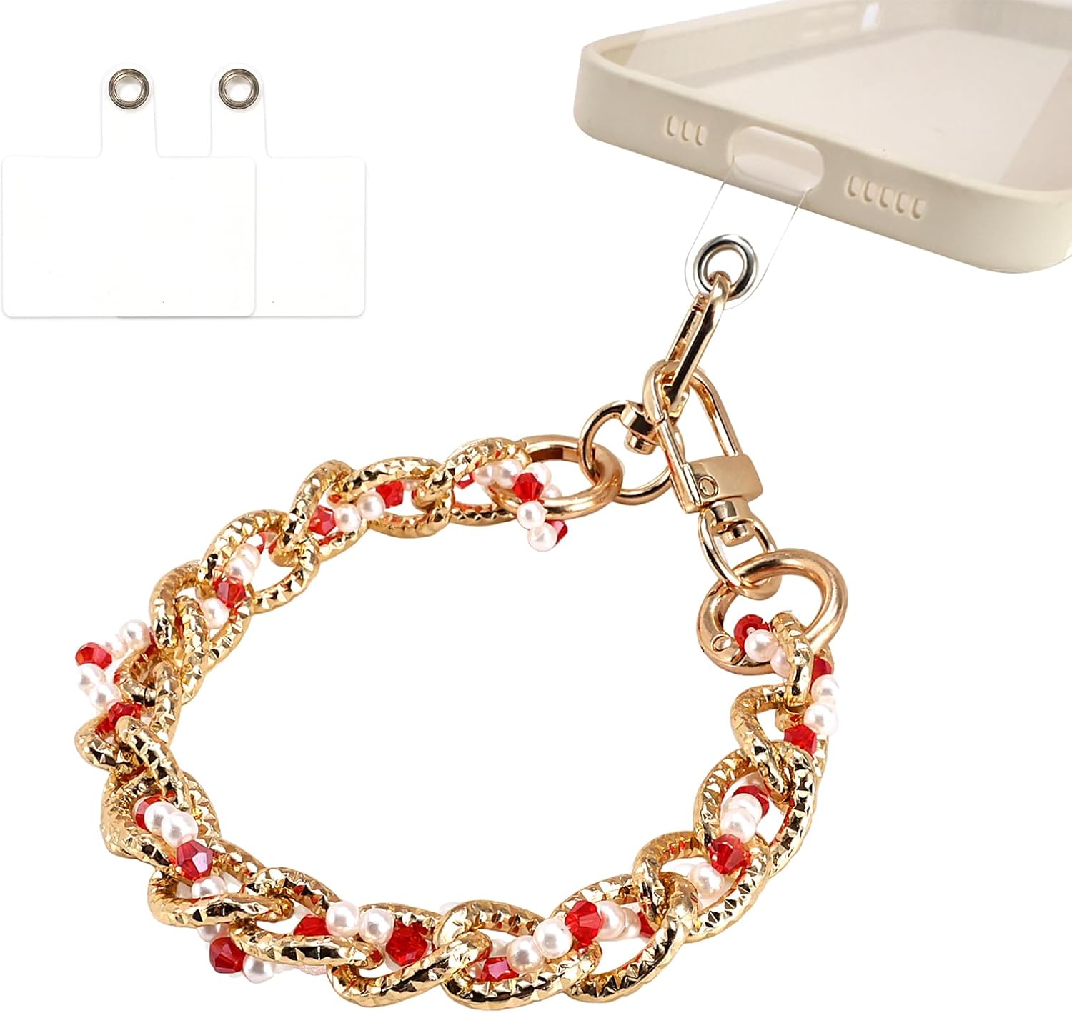 Golden Phone Wrist Strap for Women Handfree Metal Phone Chain Compatible with All Smartphones