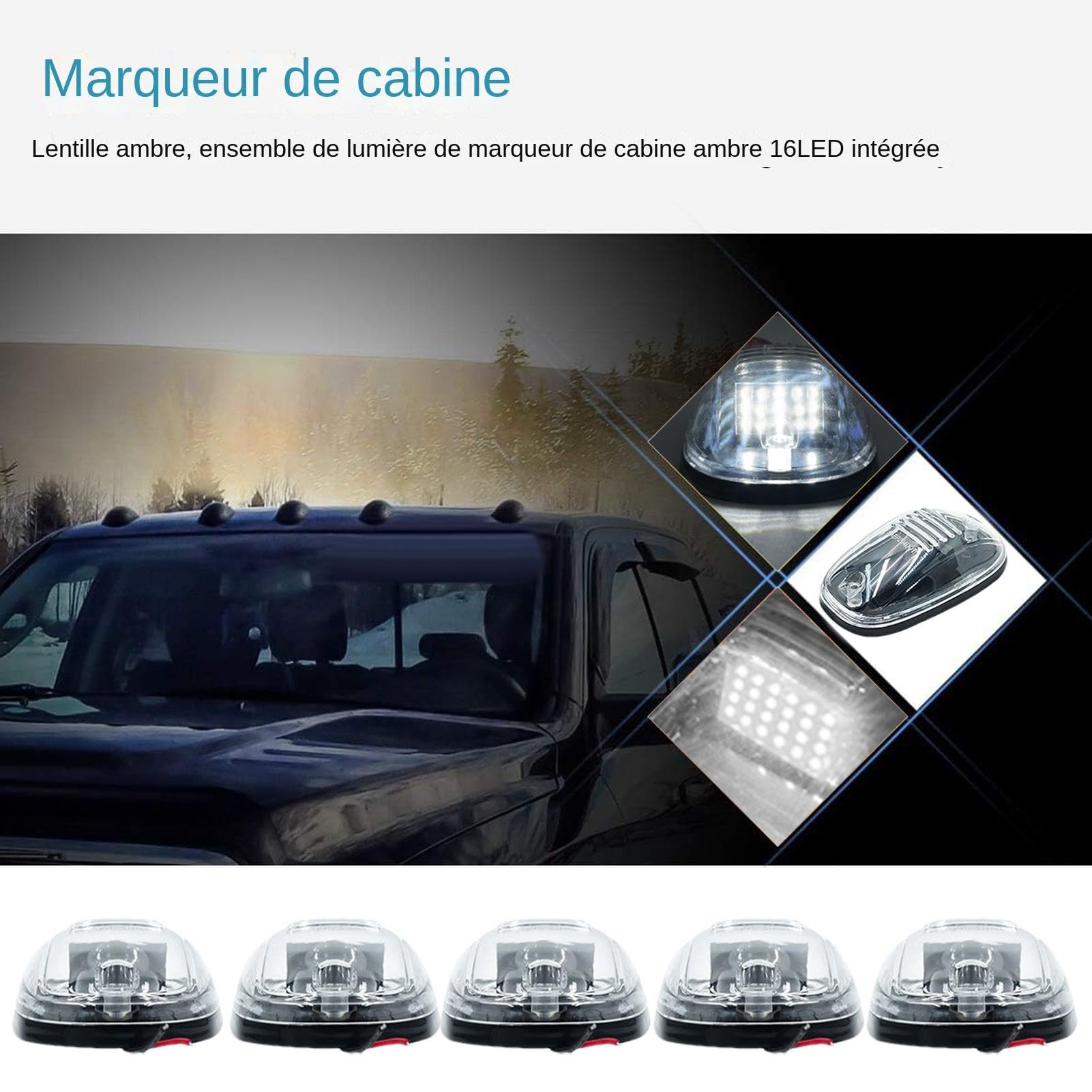 per cabina per camion, per cabina di tetto superiore - a LED aeree per cabina di camion | Luce di segnalazione per cabina di guida sicura per SUV, fuoristrada, camion e