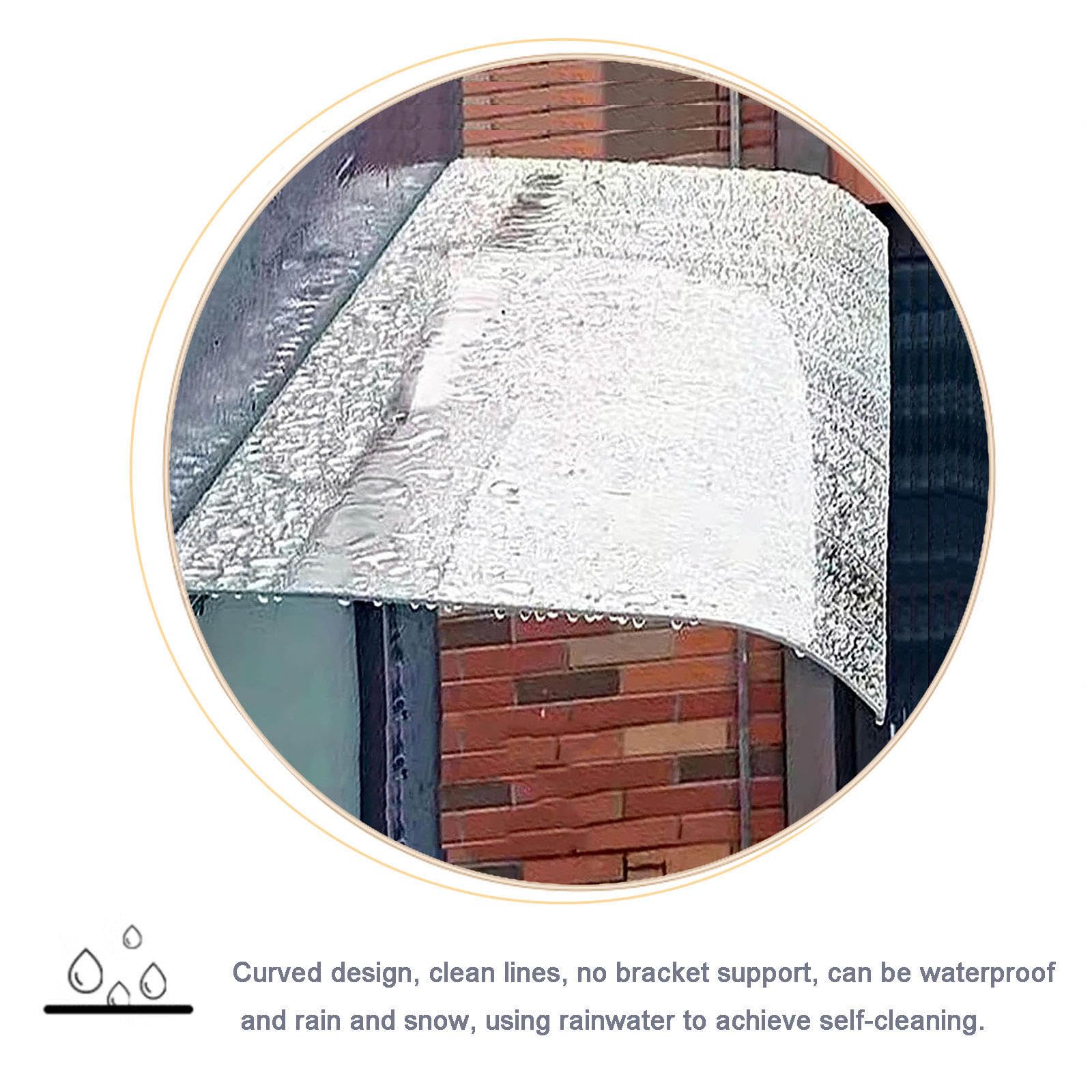 Tejadillo De Protección-Toldo para Puerta Y Ventanas-Tejadillo De Entrada De Puerta Invisible,Marquesina De Patio Exterio,Arquead,Toldo De Policarbonato para Balcones,Garajes,50x80cm/20x31in