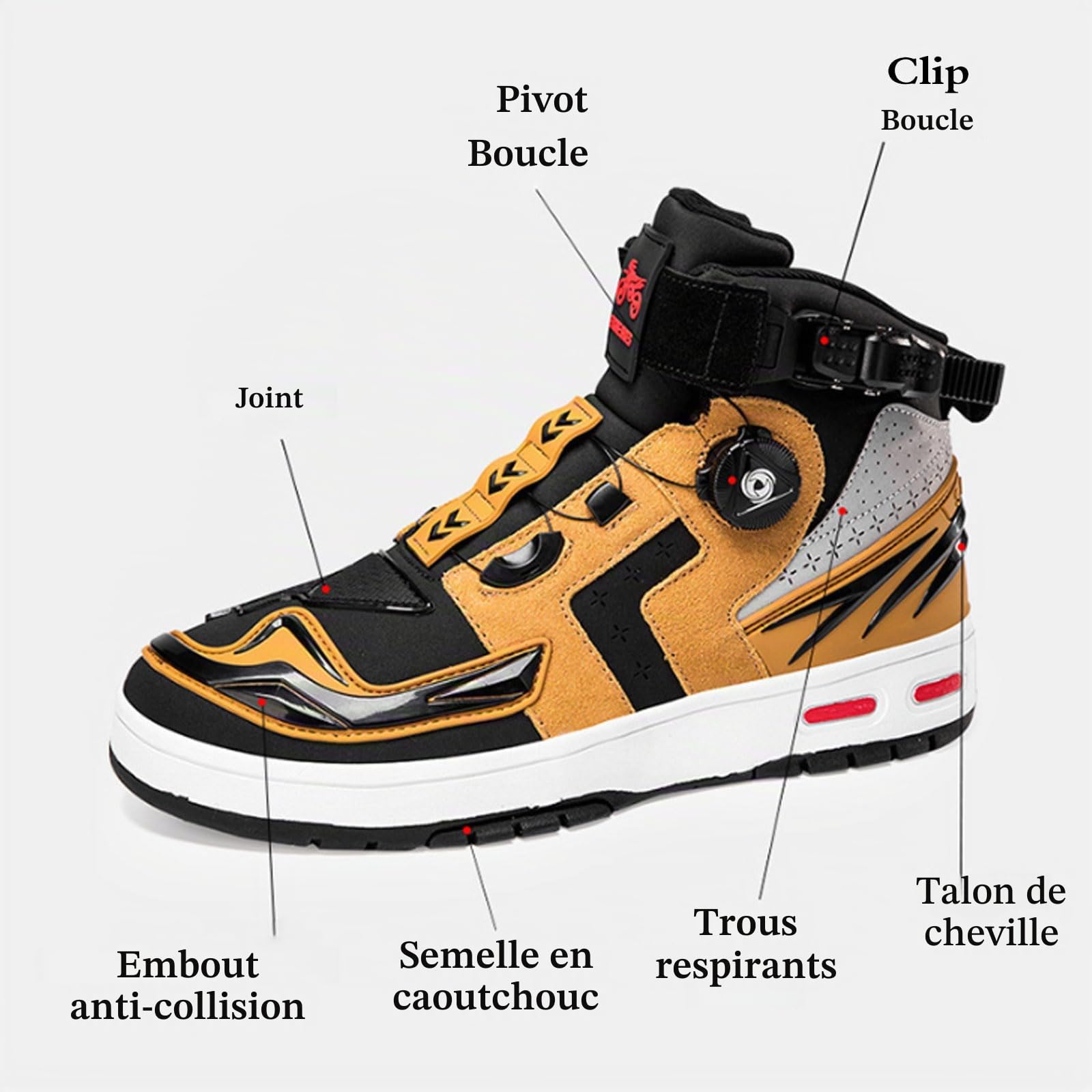 Chaussures Moto Homme Vented,Bottes Moto Hommes,Bottes De Moto en Cuir,Bottes de Moto imperméables,antidérapant,Semelle en Caoutchouc,Renfort Talons & Orteils,Convient aux Motards.