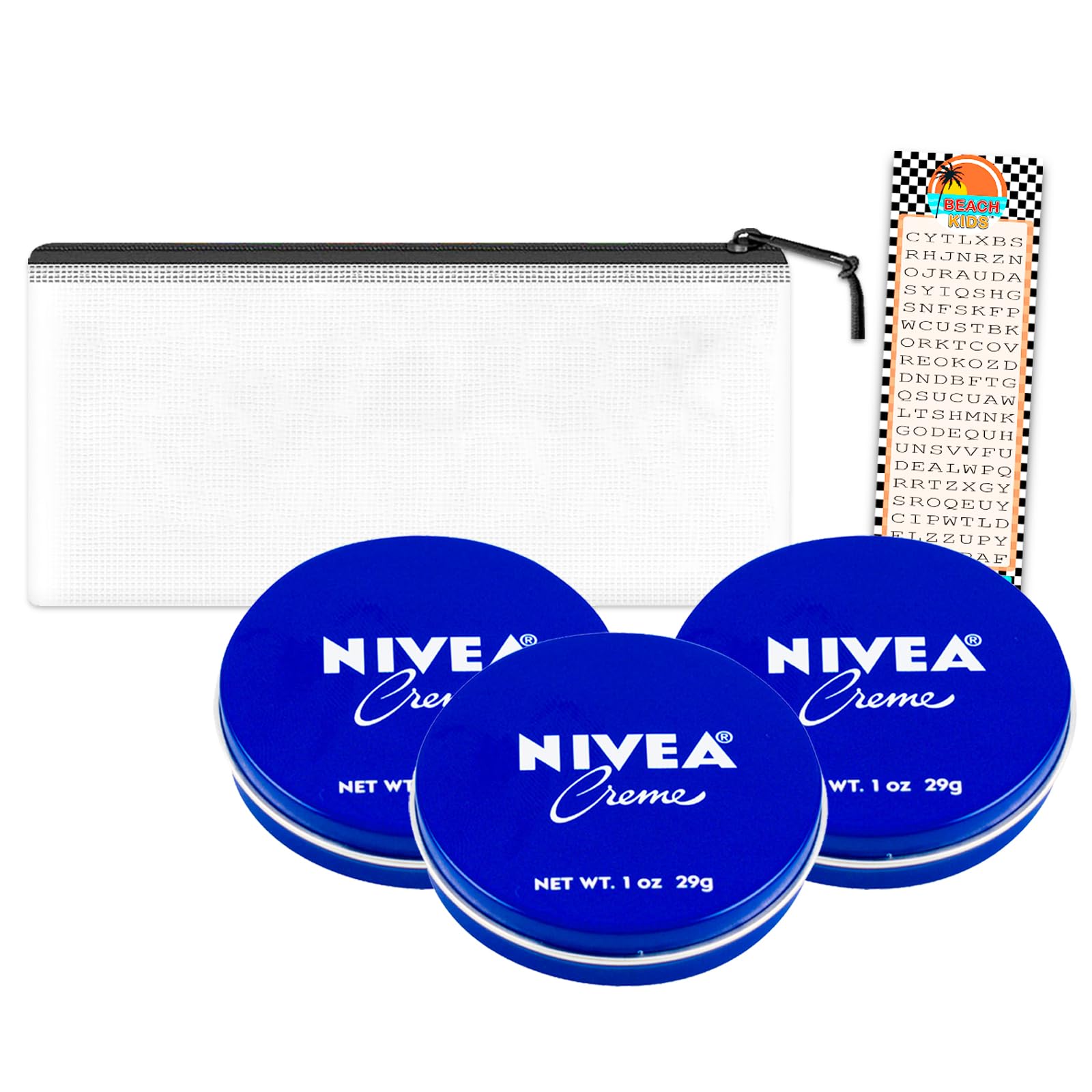 Nivea Creme Tin Travel Size Kit - 3 Pack Nivea Travel Size Cream 1 Oz with Travel Bag Bundle | Nivea Body Lotion Travel Set for Women