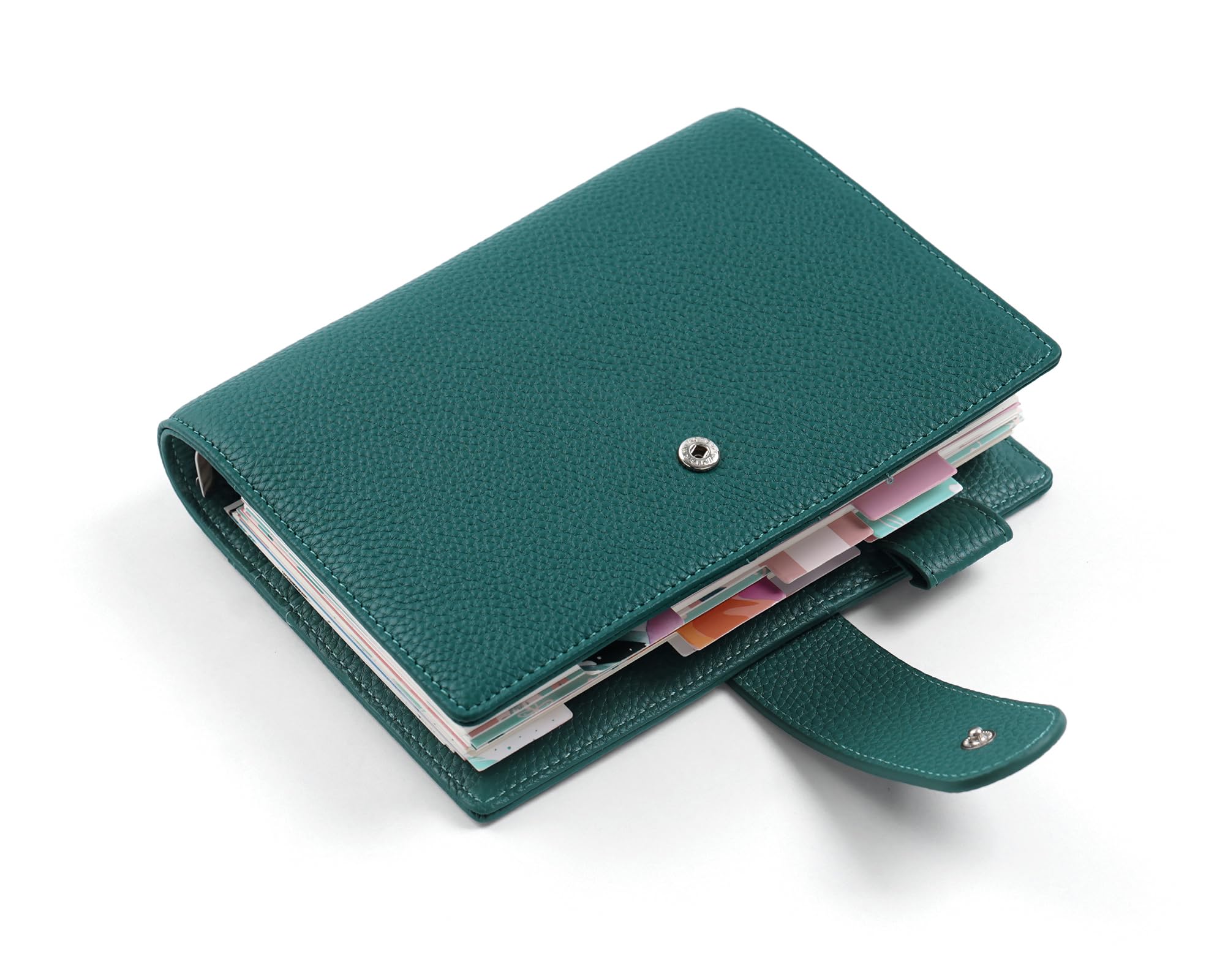 Moterm Elite Personal Rings Planer - Echtleder Ordner Organizer ohne großes Rückfach(Kiesel-Tiefes teal,25mm ring)