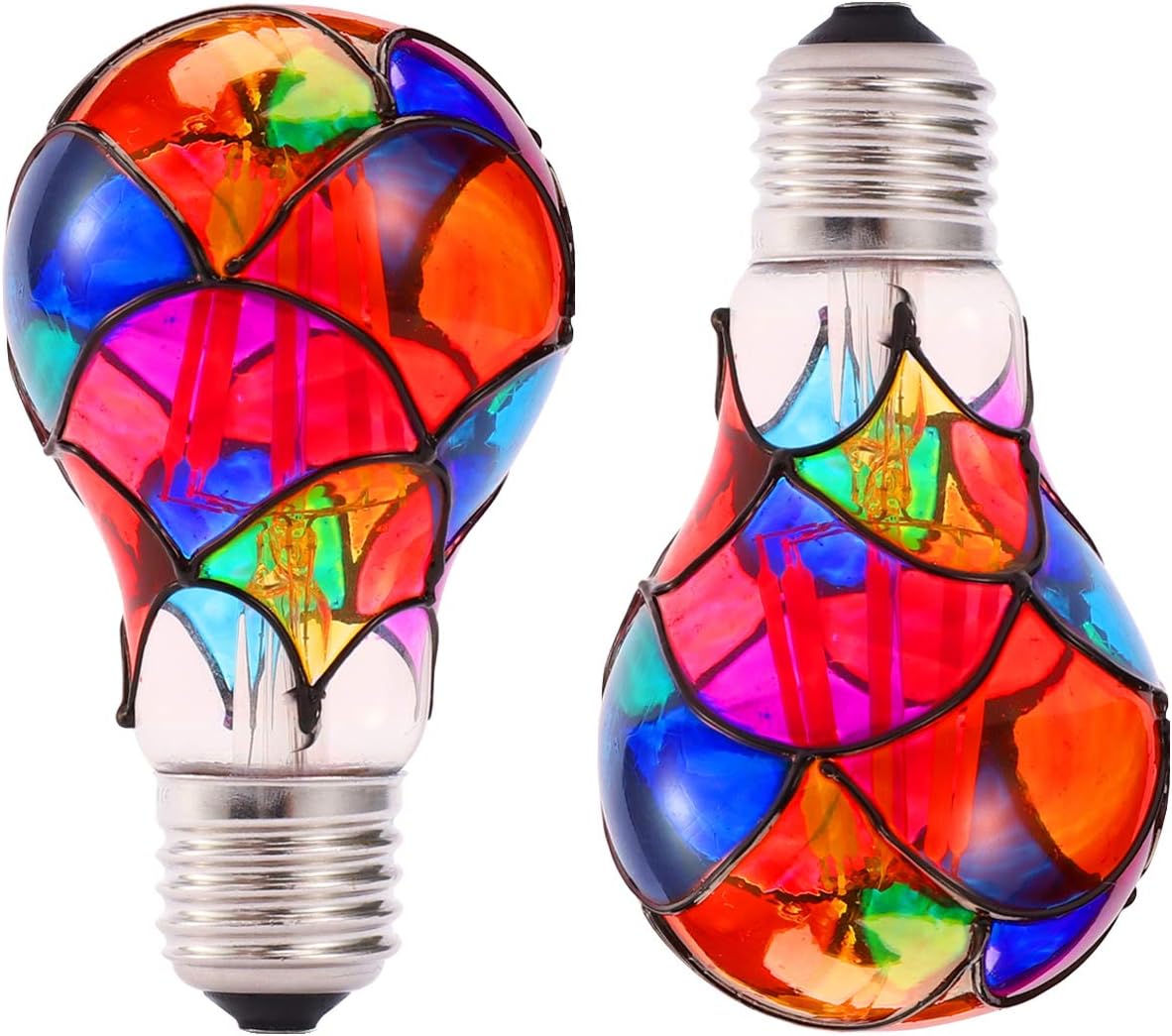 I-SHUNFA Edison Glass LED Light Bulb,6 Watts Heatless E26 A60/A19 LED Light Bulbs for Home Party,Recreation Room,Balcony,Garden,Christmas Decoration 2 Pack
