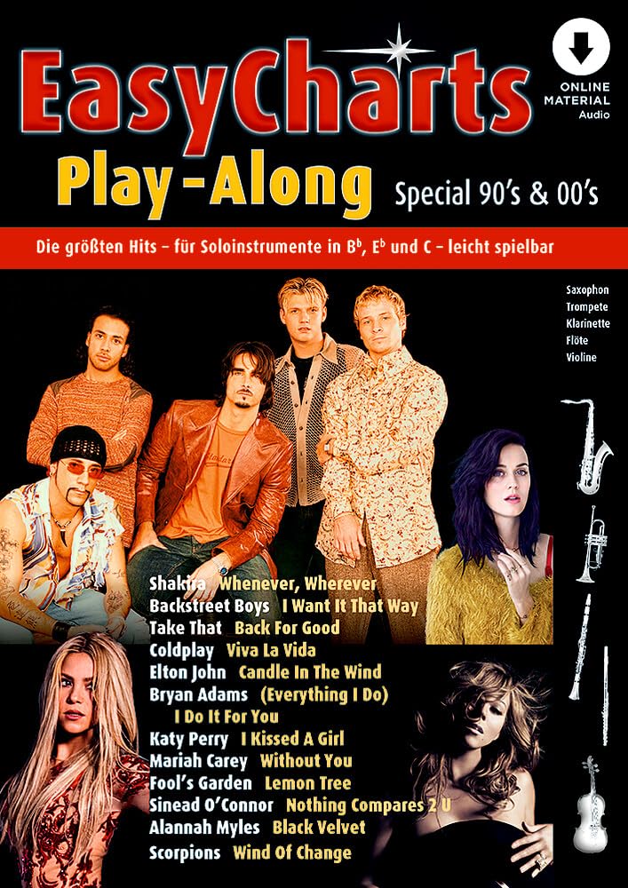 Easy Charts Play-Along Special 90's & 00's: The greatest hits in easy arrangements. C/Eb/Bb-instrument. Recueil de pièces instrumentales.