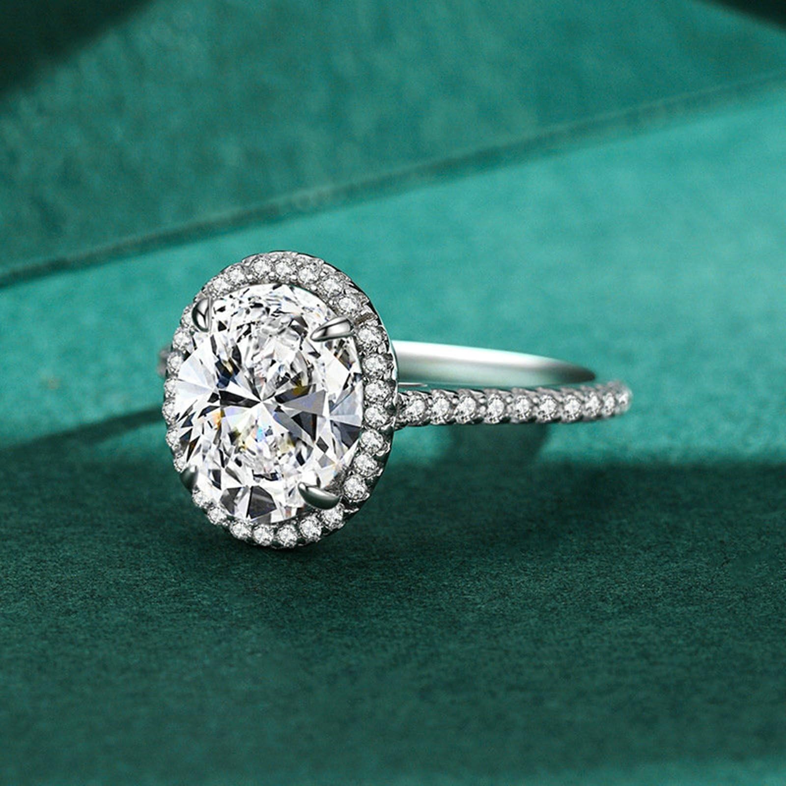 9K białe złoto pierścionek damski, męski pierścionek 10 x 8 mm Moissanit biały 3ct Moissanit