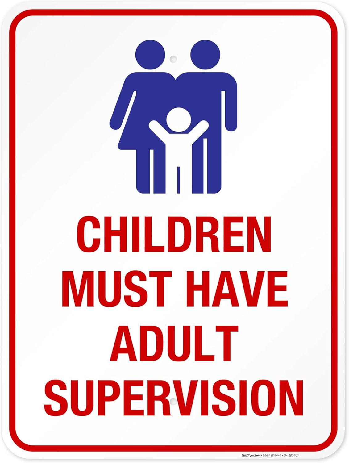 Pool Sign, Children Must Have Adult Supervision Sign, 18x24 Inches, Rust Free .063 Aluminum, Fade Resistant, Easy Mounting, Indoor/Outdoor Use, Made in USA