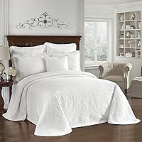 Historic Charleston King Charles Matelasse Bedspread King/Cal King White - 100% Cotton Breathable Modern Farmhouse Bedding