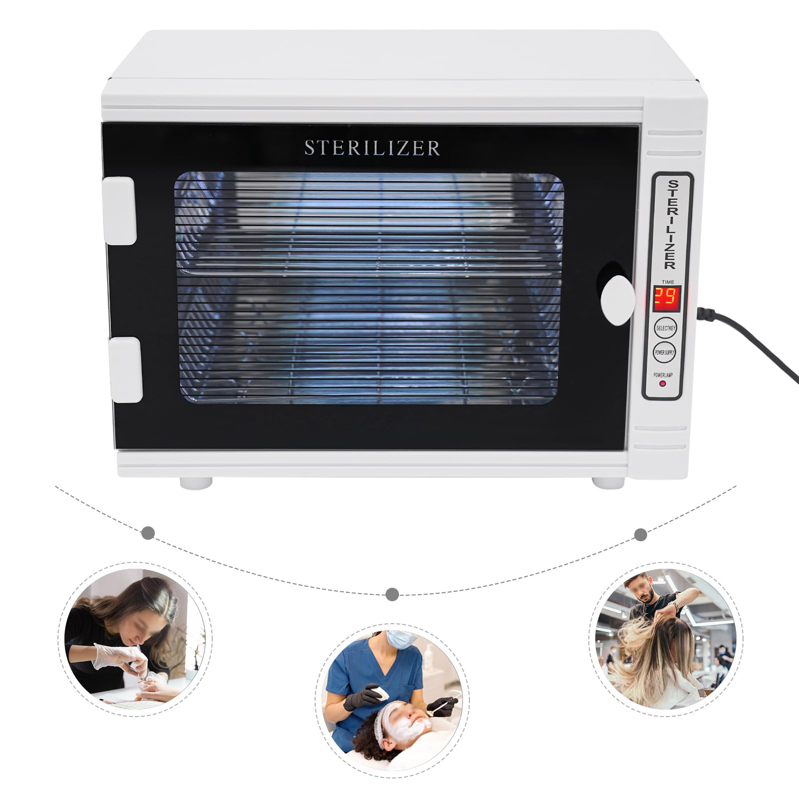 UV-Sterilisator mit Timer-Einstellung 12L großer Sterilisator für Nagelwerkzeuge multifunktionale Nagelreiniger Sterilisator 8W für Kosmetik, Tattoo, Pediküre-Studio, Friseursalon, Nagelstudio