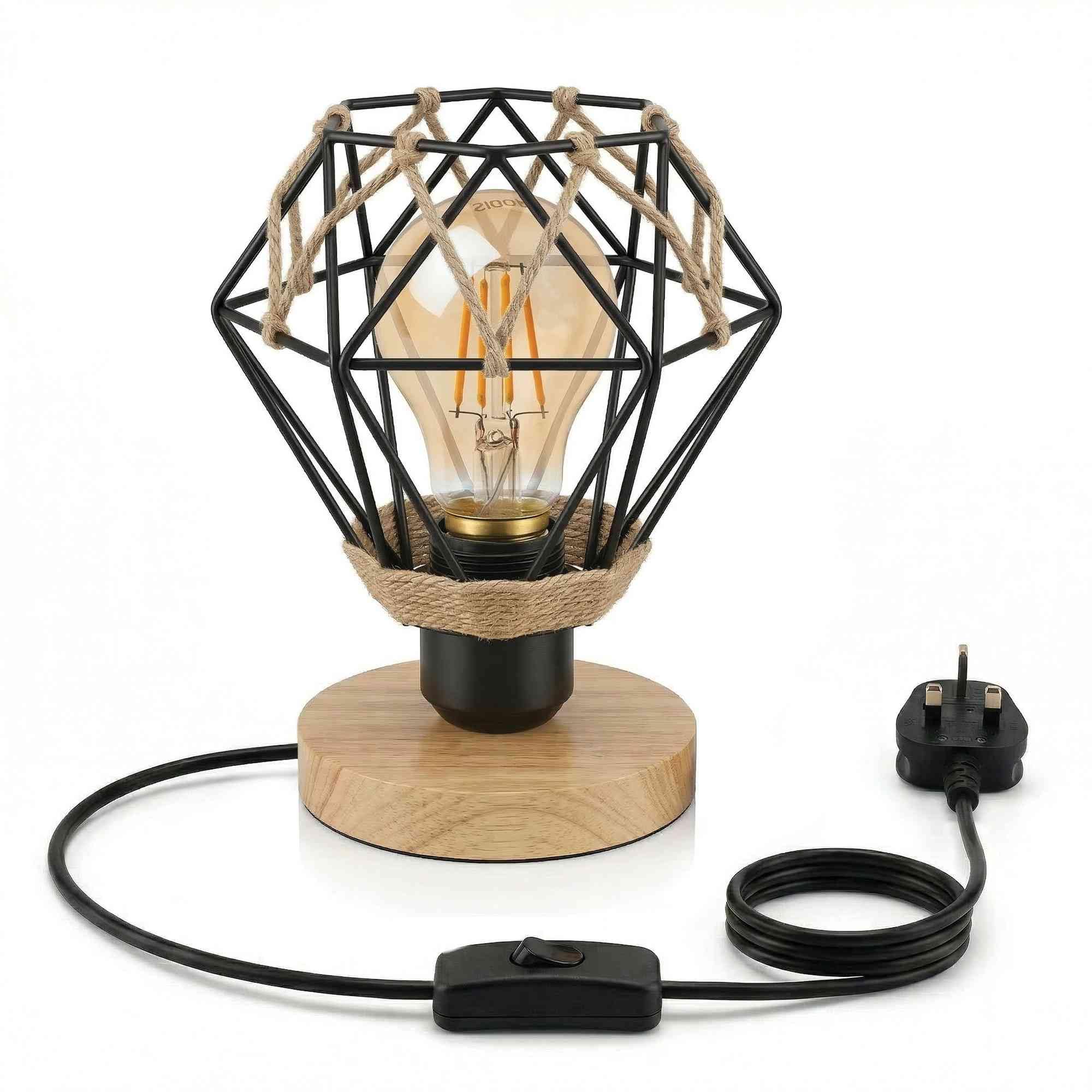 Hemp wrapped cage lamp