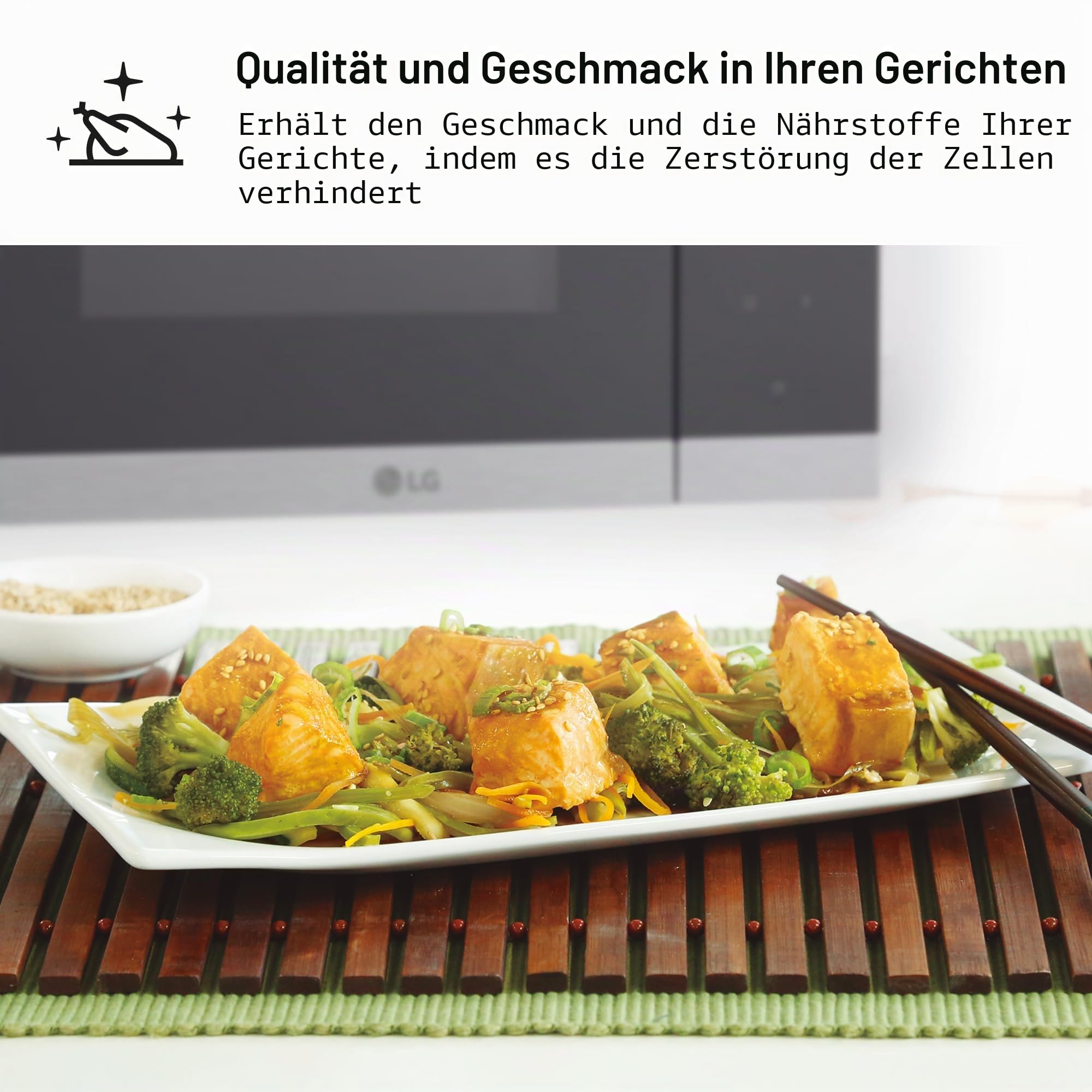 LG MG7Z2593D Einbau-Mikrowelle, 900 W, 25 l, Schwarz und Stahl, Touch-Steuerung, automatische Abtauung