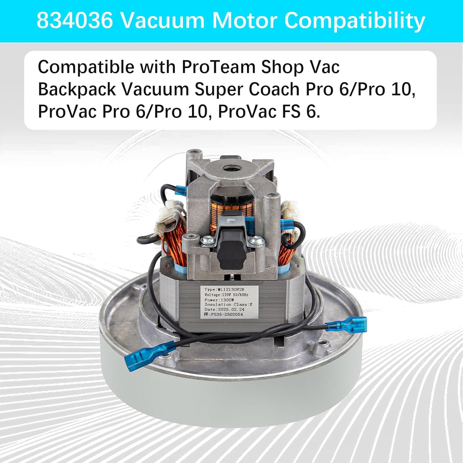 834036 Vacuum Motor for ProTeam Super Coach/ProVac Pro 6/Pro 10,834036 Motor for ProTeam ProVac FS 6 Backpack Shop Vac Motors,834099 836099