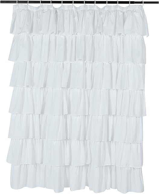 Amazon Basics Ruffled Hem Shower Curtain - 72 Inch, White
