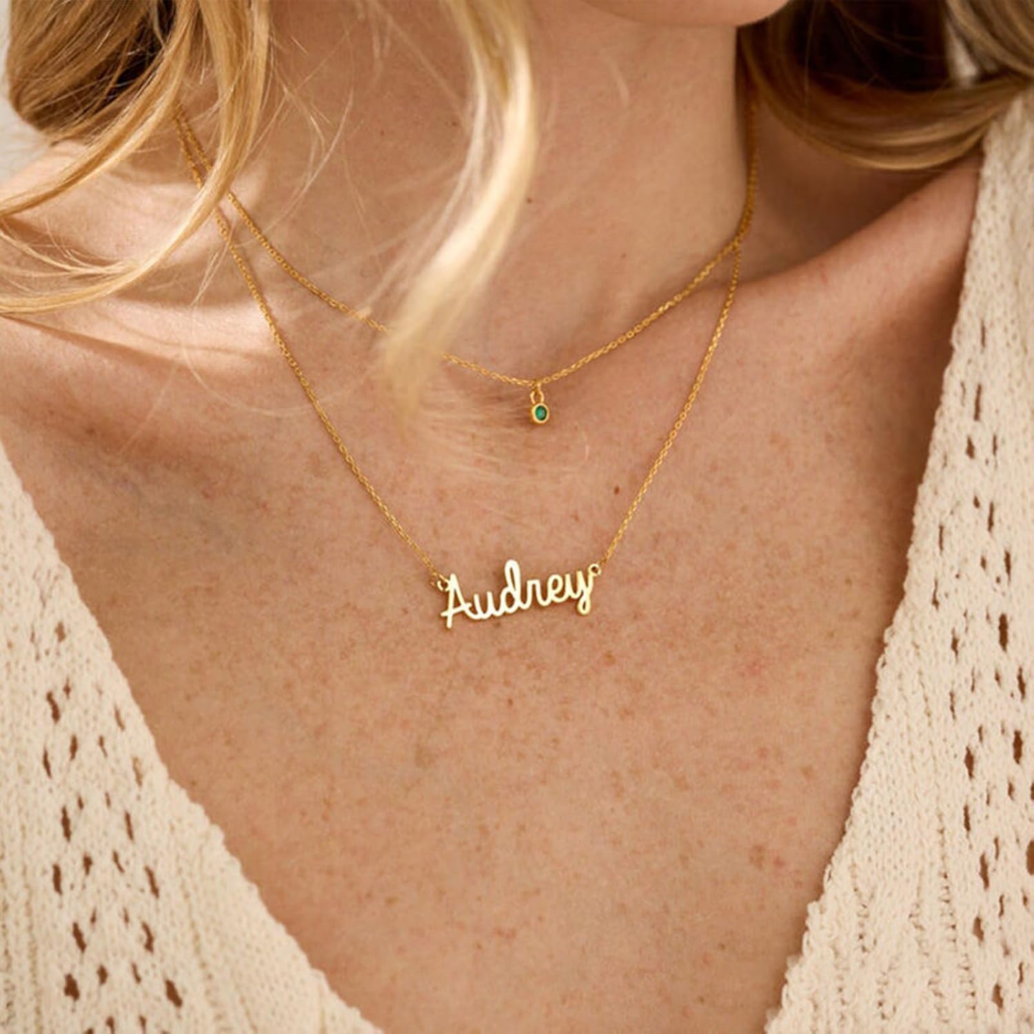 Drawelry Custom Name Necklace Personalized 18K Gold Plated Nameplate Pendant Customized Infinity Name Necklace Christmas Birthday Jewelry Gift for Women Girl Mother Friends