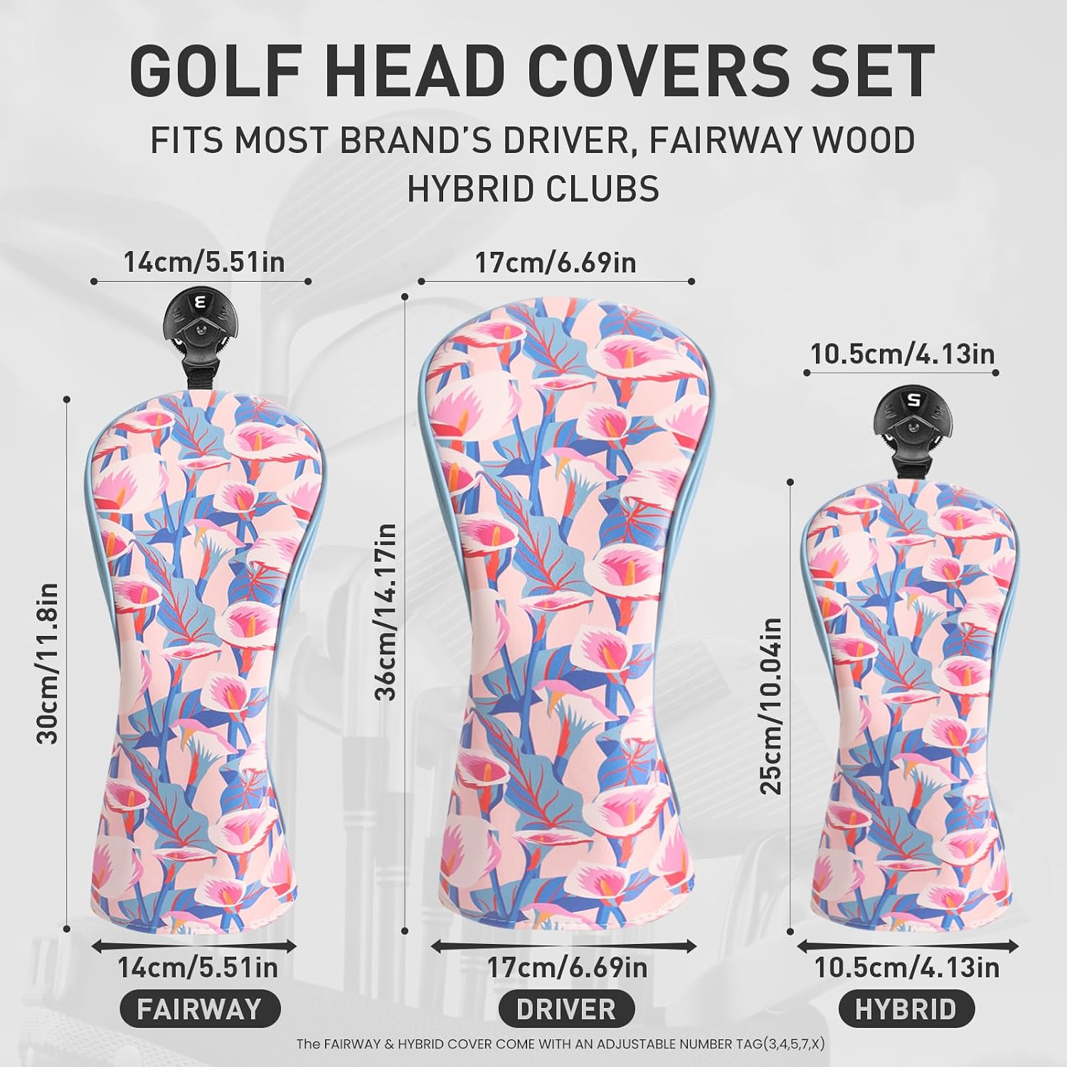 FINGER TEN Golf Club Head Covers for Woods Driver Fairway Hybrid with Interchangeable Number Tag 1 3 5 Premium Leather Headcovers for Women Men