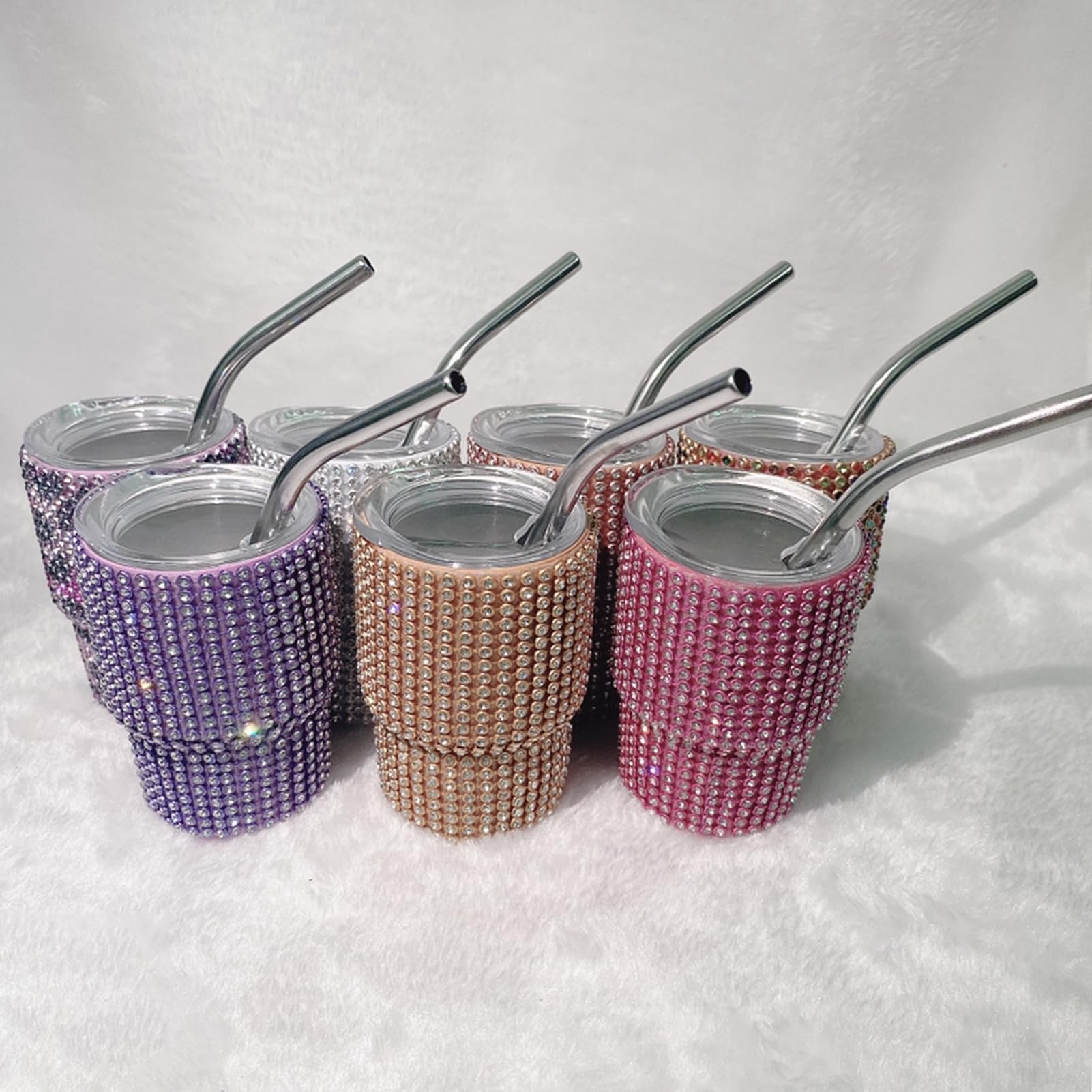 Hermosa taza con pajita, taza con pajita, taza de agua con aislamiento espumoso, taza de café, mini vaso de chupito con pajita, de grado alimenticio, a prueba de fugas, resistente al calor, dorada