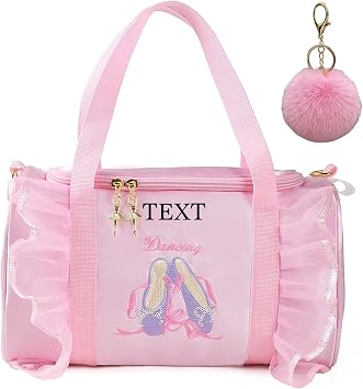Personalized Kids Dance Ballet Bag Large Capacity Fashion Tote Bag Custom Dance Bag Waterproof Kids Travel Bag Pink Lace Bag for Girls Yoga Bag Dance Duffle Bag