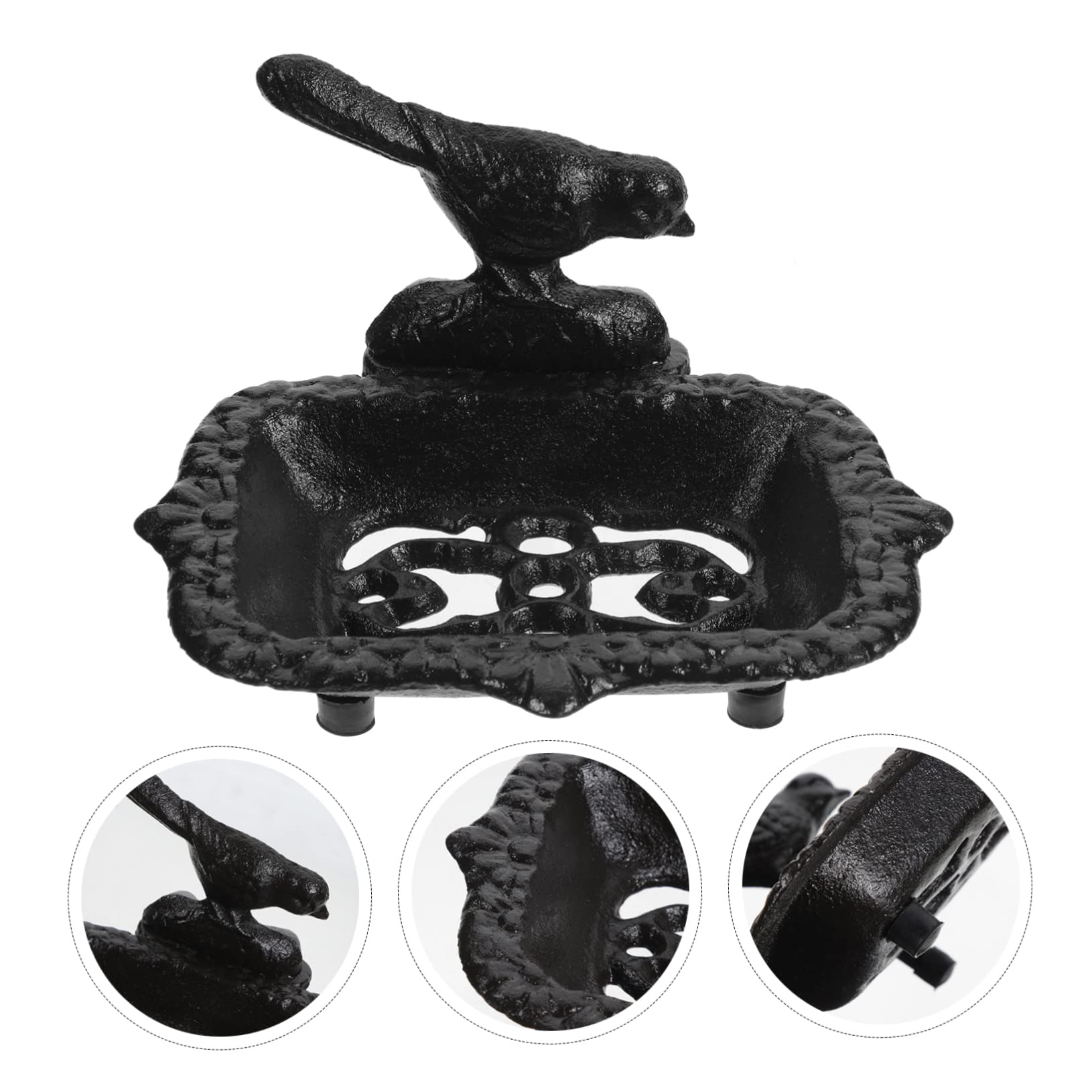 Jabonera de Hierro Negra Forma de Pájaro para Baño