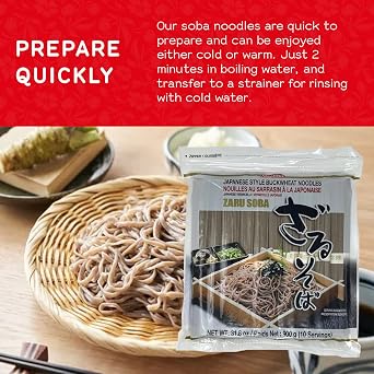 Shirakiku Zaru Soba Noodles | Japanese Style Dried Buckwheat Flavor Instant Noodles | Contains Wheat Flour | Low in Calories Easy to cook Soba Noodles 900g/31.8oz (10 Servings)