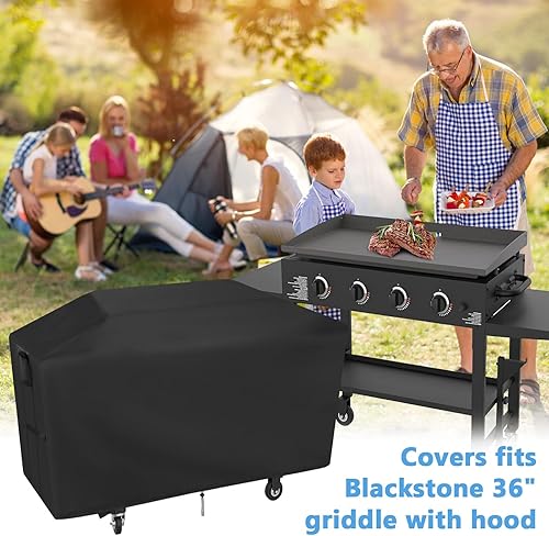 Miniatura 6 de Cubierta de plancha para parrilla Blackstone de 36 pulgadas con capucha, cubierta impermeable para parrilla de gas plana para plancha de 36 pulgadas