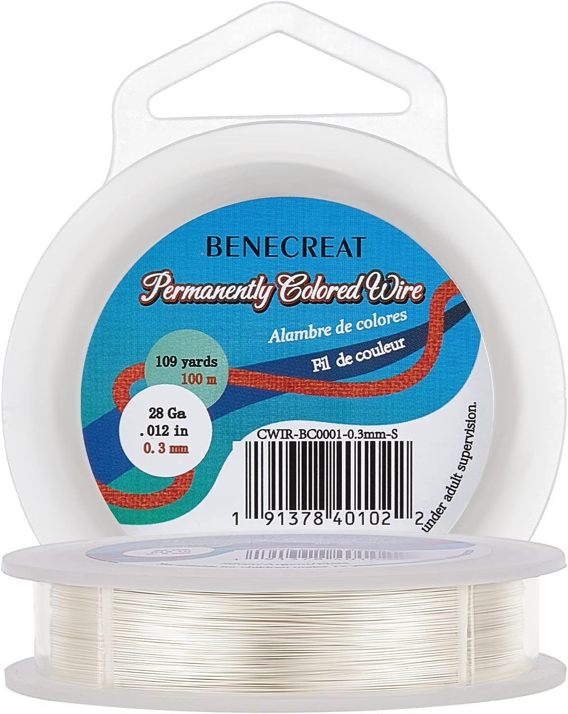 BENECREAT 28 Gauge Silver Copper Wire 328 Feet Jewelry Craft Wire Tarnish Resistant Coil Material for Crafts, Beading Jewelry Making, Gardening
