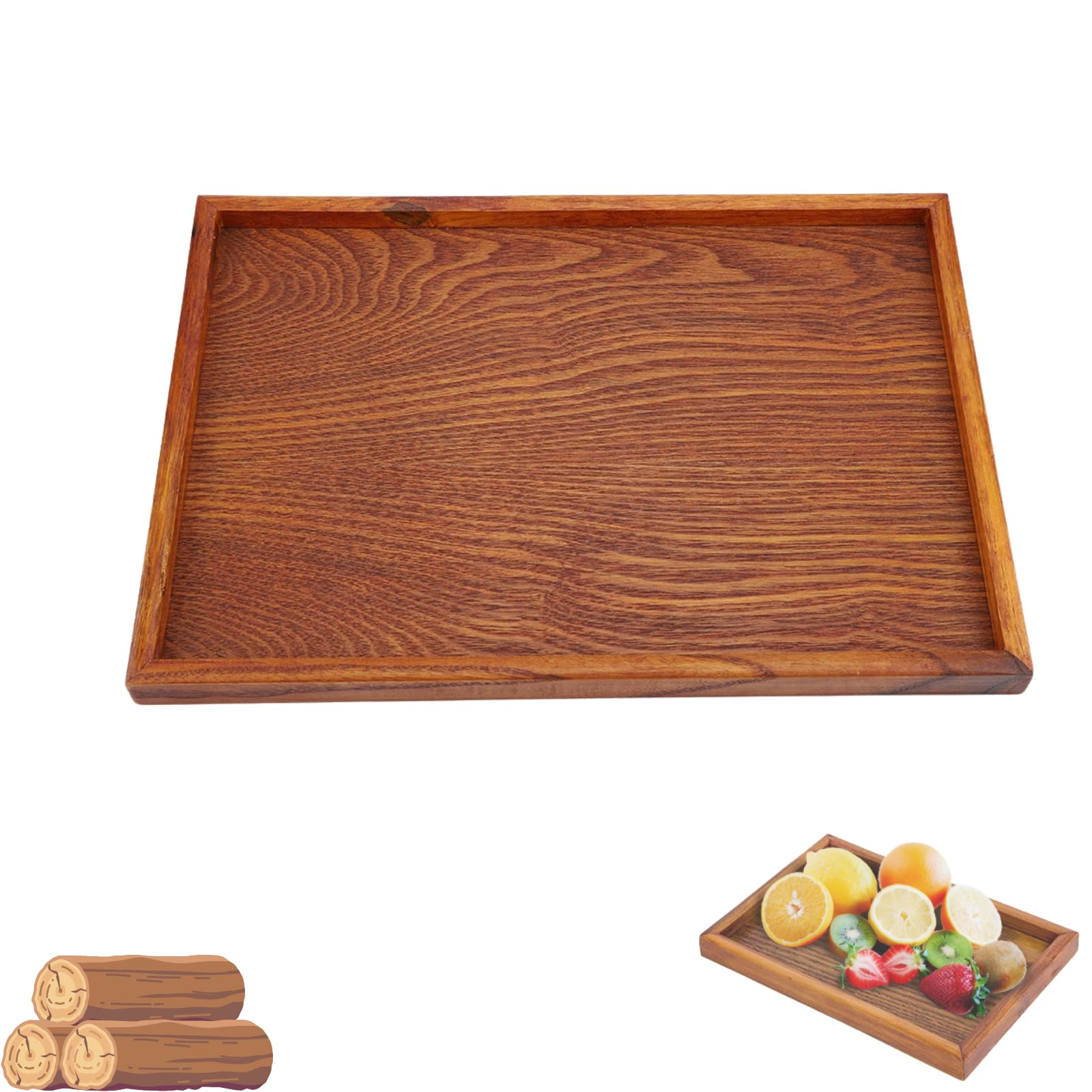Vassoio in Legno, Vassoio Rettangolare per Snack e Conservazione Alimentare, Design Leggero e Durevole, 35 x 24 cm, per Uso Domestico e Ospitalità