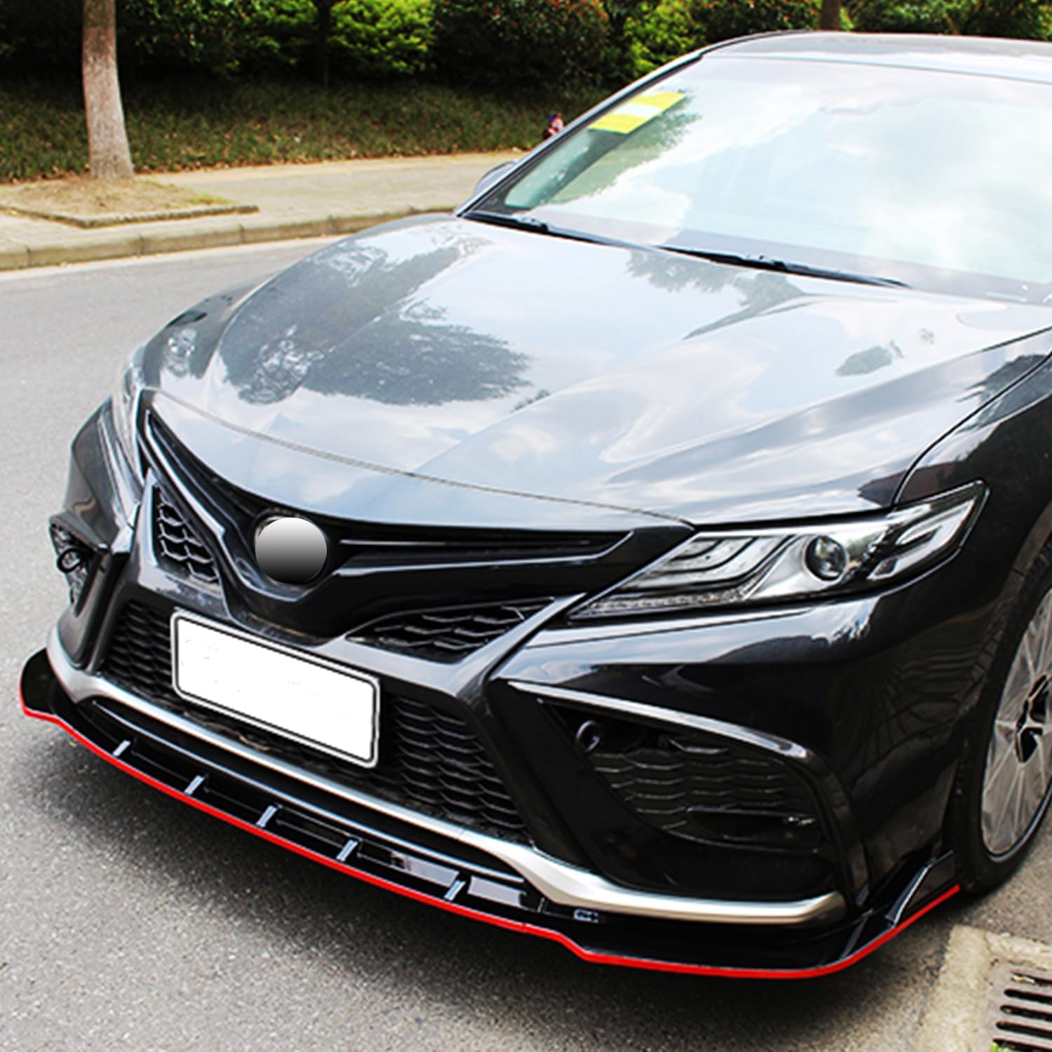 Front Bumper Lip for Toyota Camry SE/XSE/TRD Sport Style 2021 2022 Front Lip Lower Chin Spoiler Splitter 3PC Gloss Black with The Red