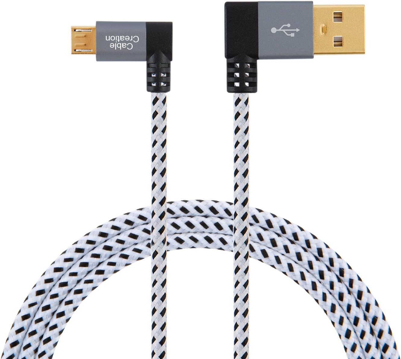 CableCreation 3Feet 90 Degree USB 2.0 A to Micro USB B Cable, Double Angle-Dual Angled Micro USB Cable with Aluminium Case,1Meter, Space Gray