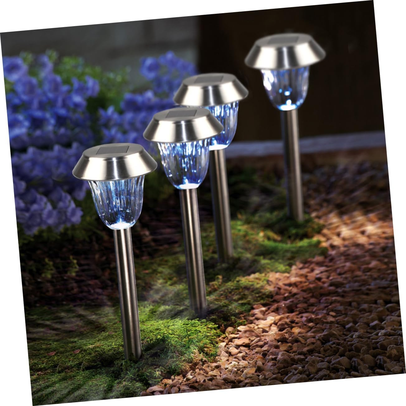 4pcs Stainless Steel Lawn Lamp Solar Ground Lights Led Garden Lights Landscape Lighting for Outdoor Decor