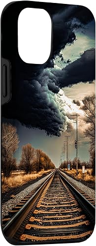 Miniatura 3 de Funda para iPhone 15 Pro Railroad Train Tracks Storm para los amantes del tren y los viajes