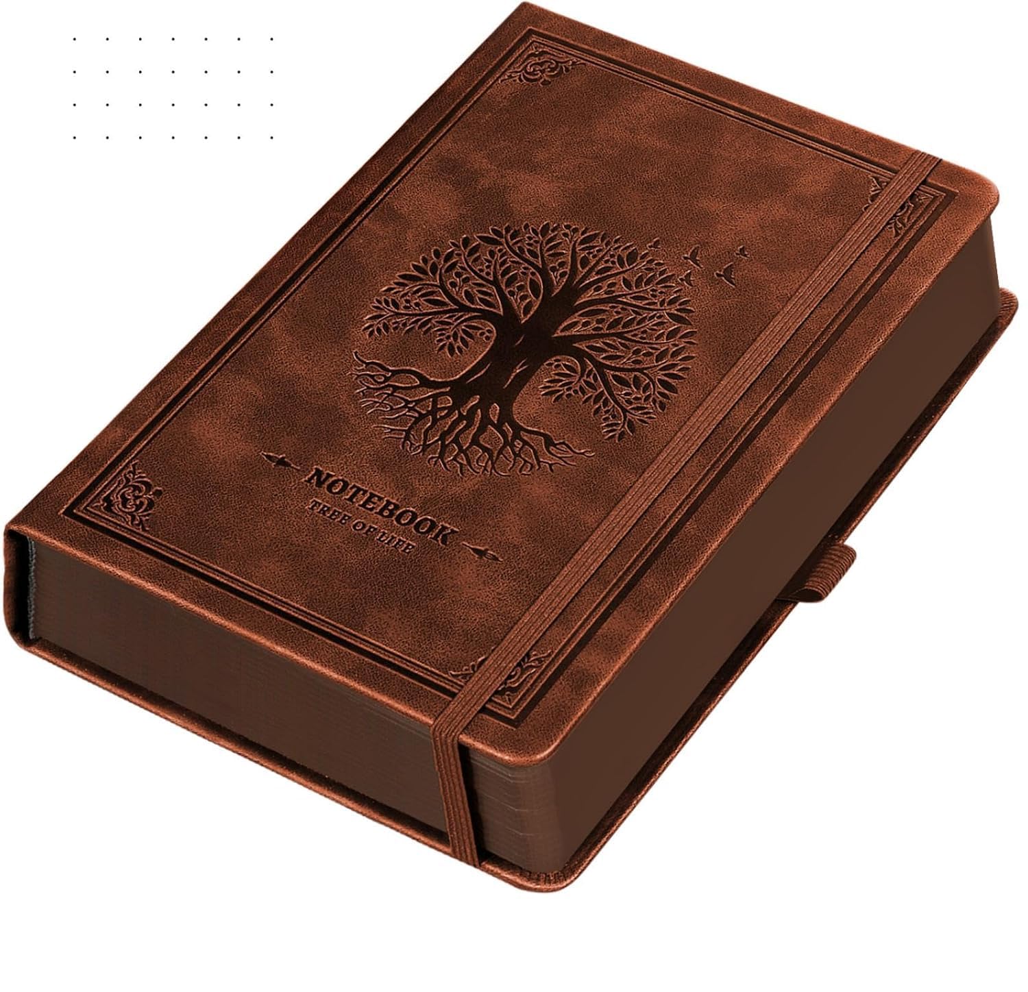RETTACY Notatnik A5 w kropki, skórzana twarda okładka – 320 stron Bullet Dot Grid Journal, papier 100 g/m², bez przebijania, wewnętrzna kieszeń na bullet journaling/szkice, 14,5 x 21 cm, brązowy