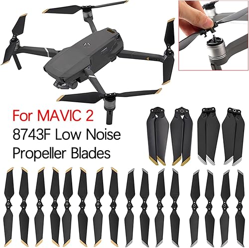 Miniatura 2 de 8743 Low Noise Reduction Propeller Quick-Release Folding Blades Spare Parts Drone Accessories Wings for D-JI Mavic 2 ProZoom (Color  Silver Edge(1