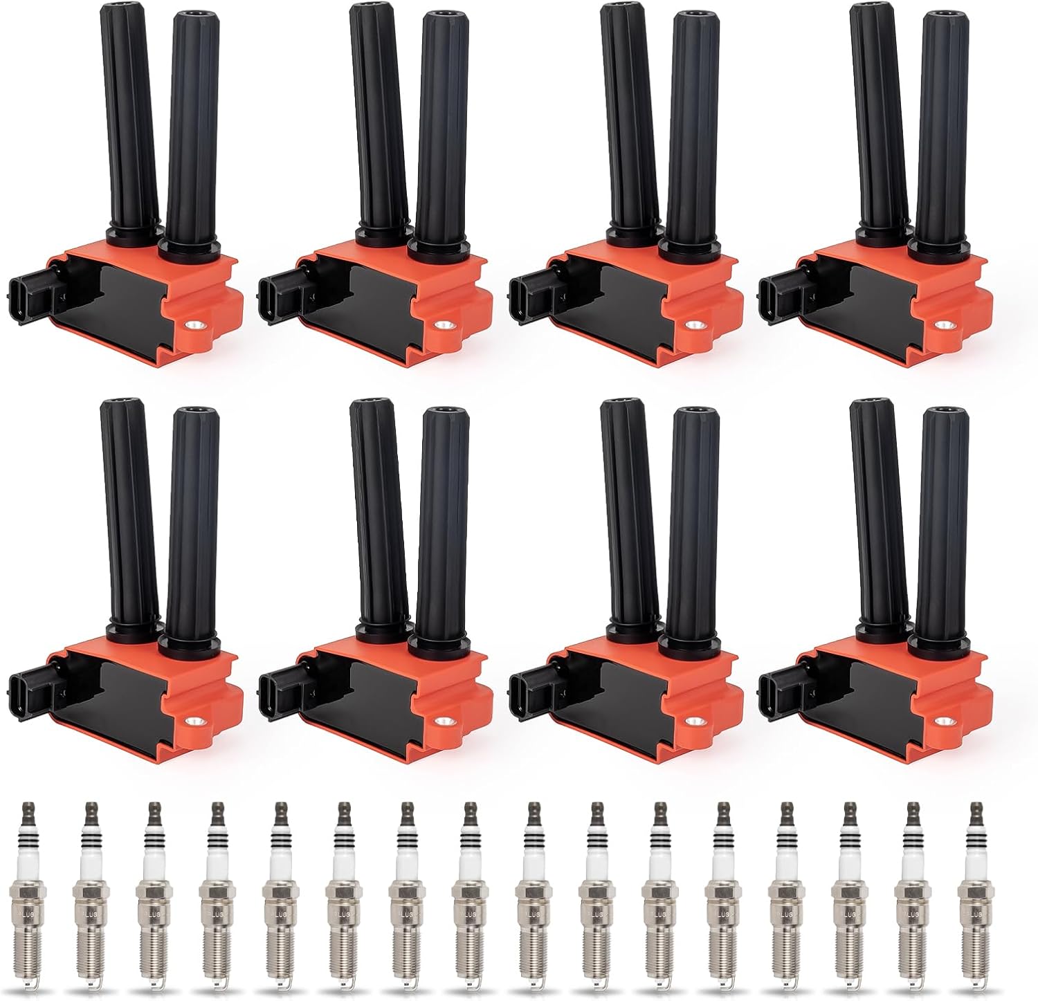 ENA Set of 8 Red Ignition Coil Pack 16 Spark Plug Compatible with Chrysler Dodge Jeep Ram 1500 2500 3500 300 Charger Durango Magnum Commander Aspen Grand Cherokee 5.7L 6.1L V8 Replace# UF504 570
