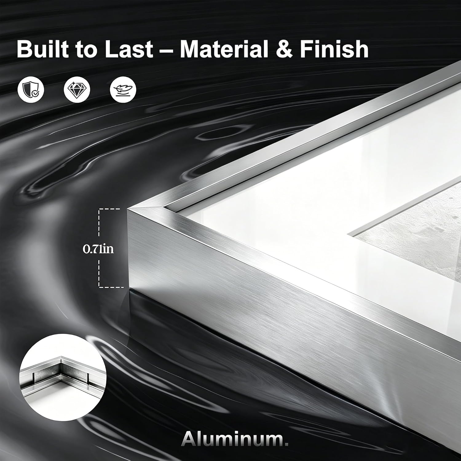 18x24 Silver Metal Poster Frame - Real Tempered Glass