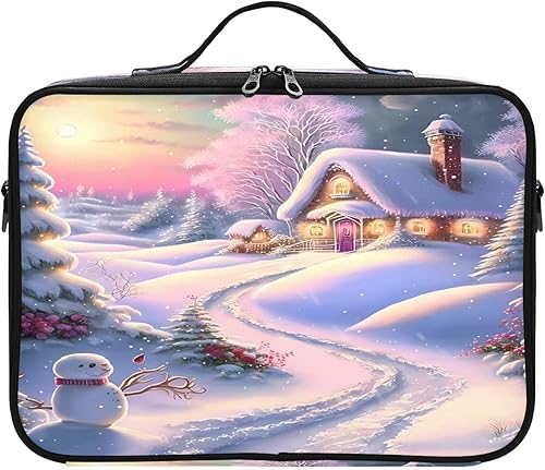 Zathe Snowman and Country House travel cosmetic bag toiletry bag toiletry travel kit make up bag purse travel makeup bags for women bolso de