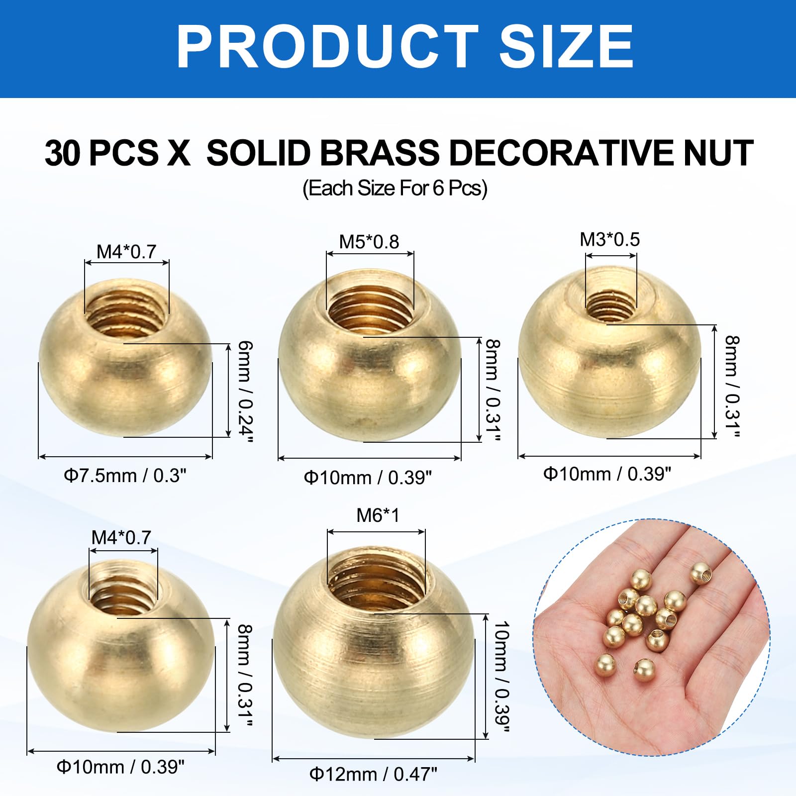 PATIKIL M4x7.5mm/M3x10mm/M4x10mm/M5x10mm/M6x12mm Thread Cap Nuts Knob - Image 2
