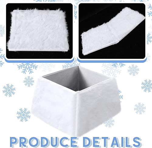 Miniatura 4 de Collar de árbol de Navidad, piel sintética, caja de árbol de Navidad, cubierta base, anillo cuadrado, falda de felpa blanca nevada para decoraciones