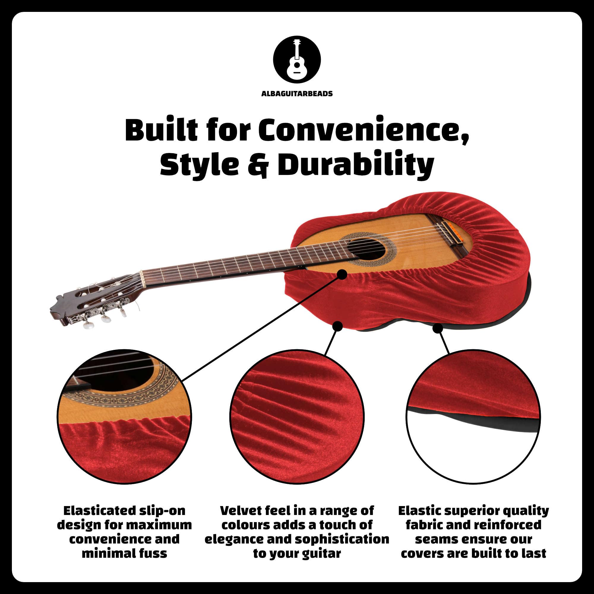 Alba Guitar Dust Cover - Involucro protettivo per chitarre classiche, cover in velluto antipolvere per chitarre acustiche e chitarre elettriche, Rosso