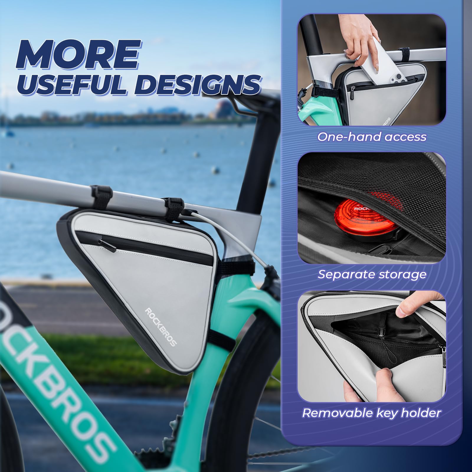 ROCKBROS AS-019 Sacoche De Cadre De Vélo 1L Avec 1x Fermeture éclair