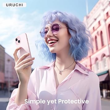 URUCHI iPhone 15 ile Uyumlu Kılıf, İçi Kadife Kaplamalı İnce Sıvı Silikon Tam Koruma Yumuşak Jel Silikon Kapak, Soft Pembe