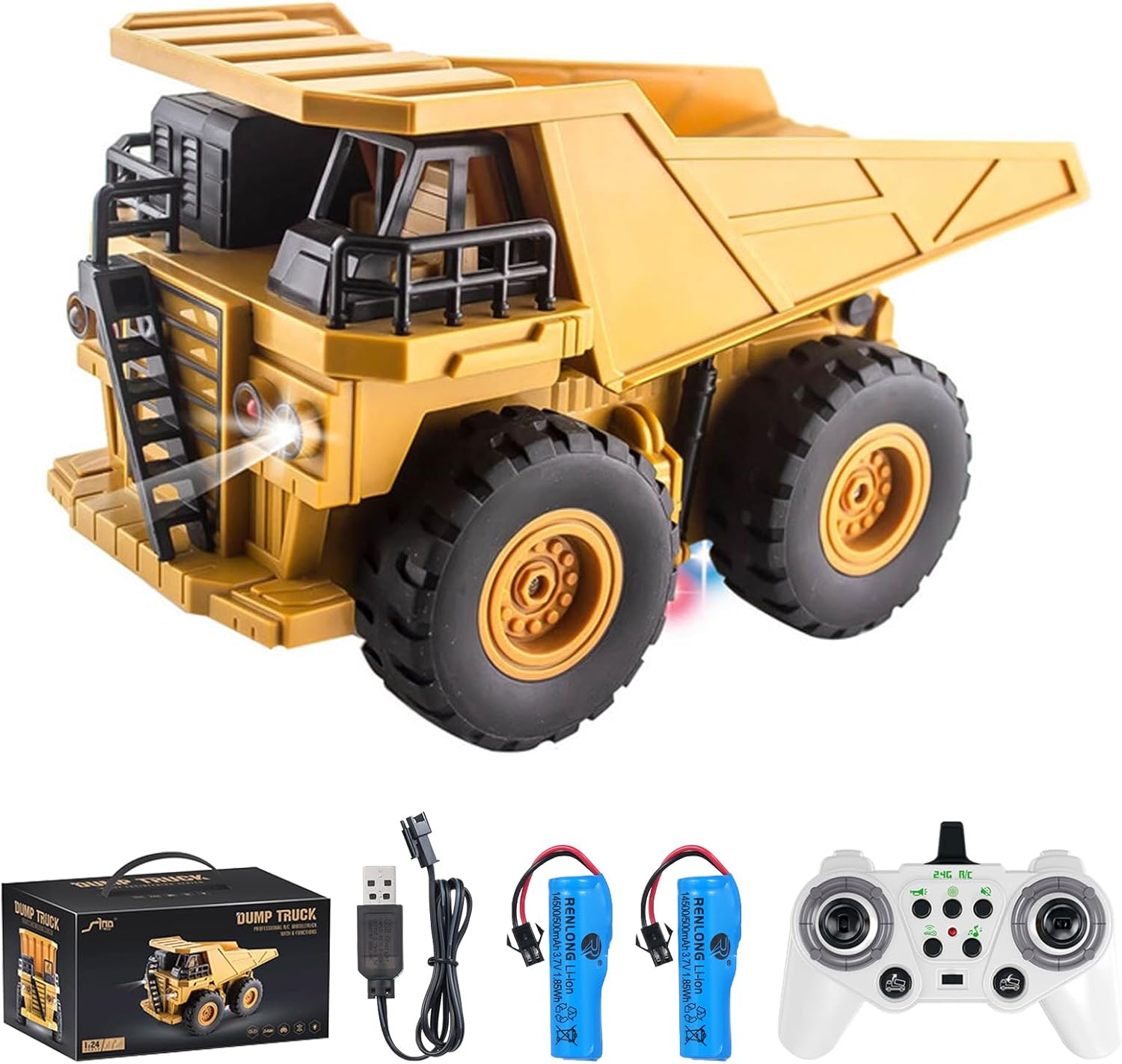 Remote Control Dump Truck, 2.4Ghz 6 Channel RC Construction Vehicle Toy with Lights Music, Electric Transport Garbage Truck Toys for Teen Birthday Gift