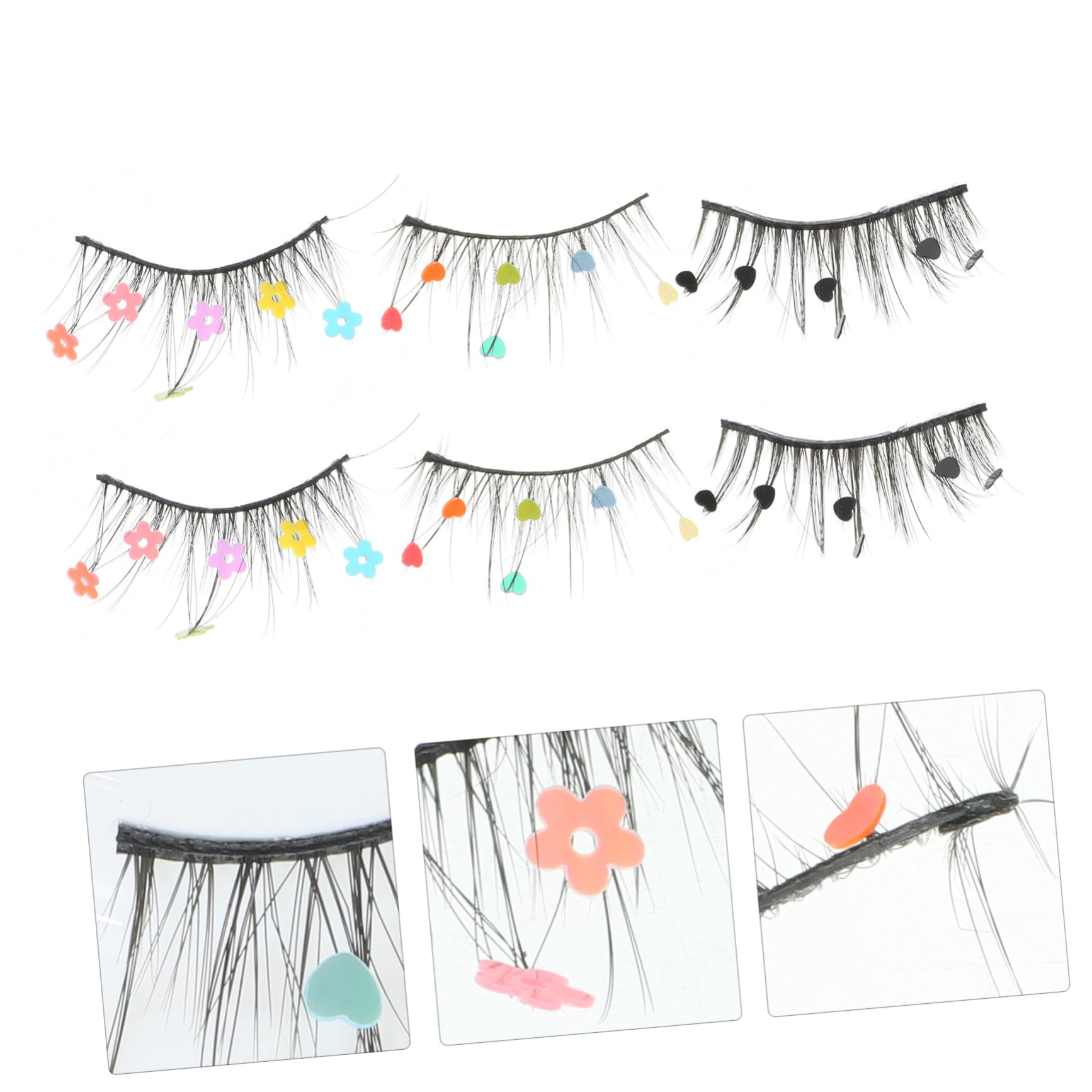 Beavorty 9paare Falsche Wimpern Mit Bunten Pailletten Herz Und Blumenmuster Für Einzigartigen Augenaufschlag Einfache Anwendung Für Und Besondere Anlässe