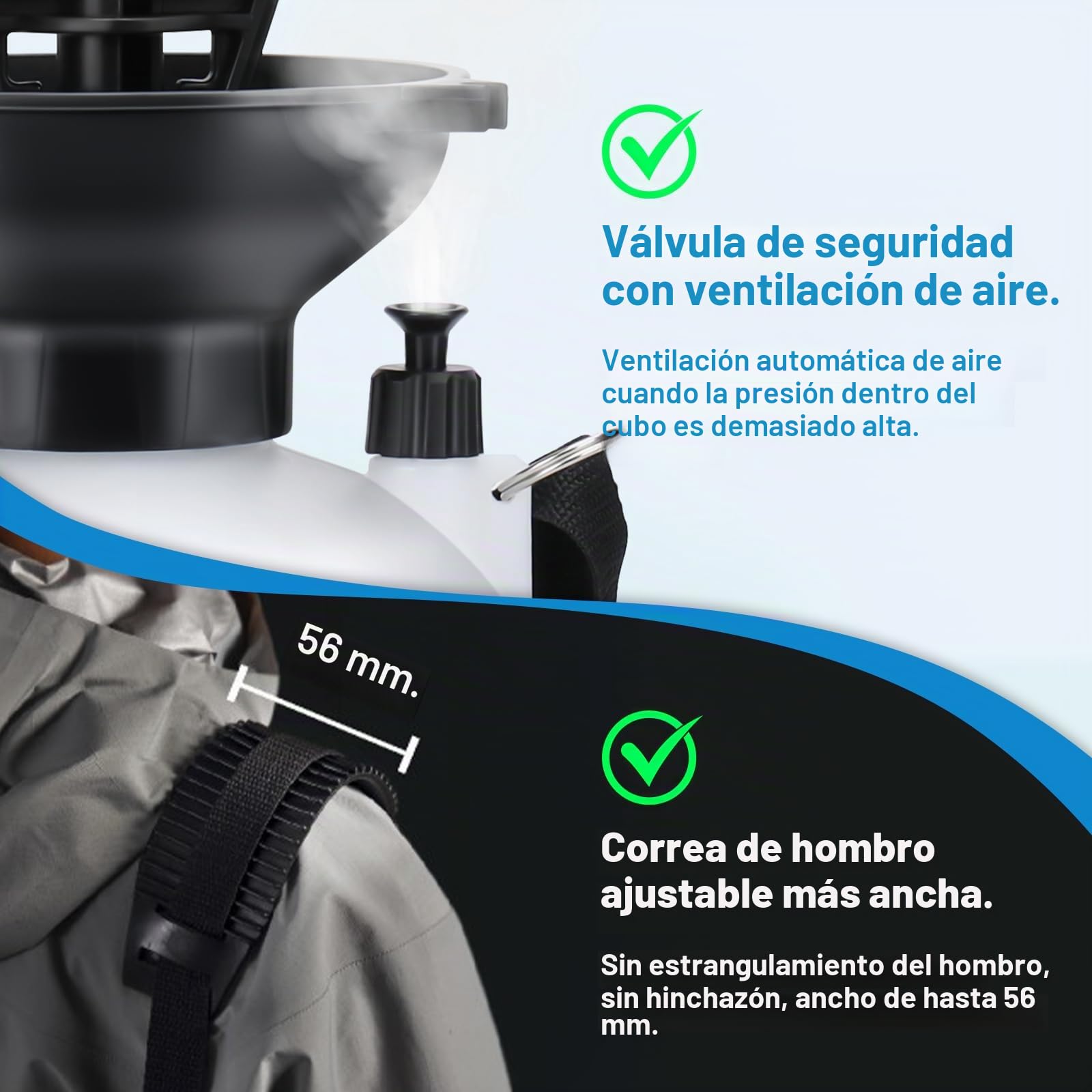 Roadtime Ducha Portátil de Camping de 5L, Bolsa de Ducha de Presión Manual, 10 Modos de Pulverización, Kits de Enjuague a Presión con Manguera de 3m, Pulverizador de Presión de Acción de Bomba para