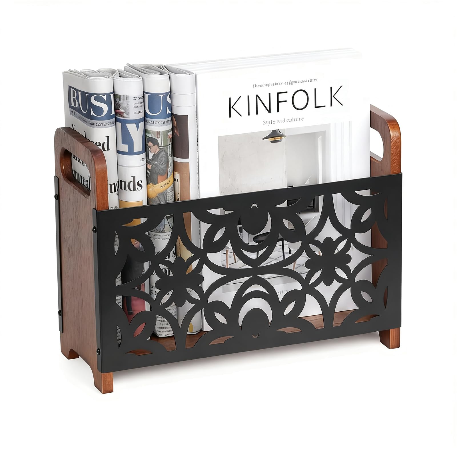 PIXZCSA Vinyl Record Holder Magazine Rack Features Elegant Flower style