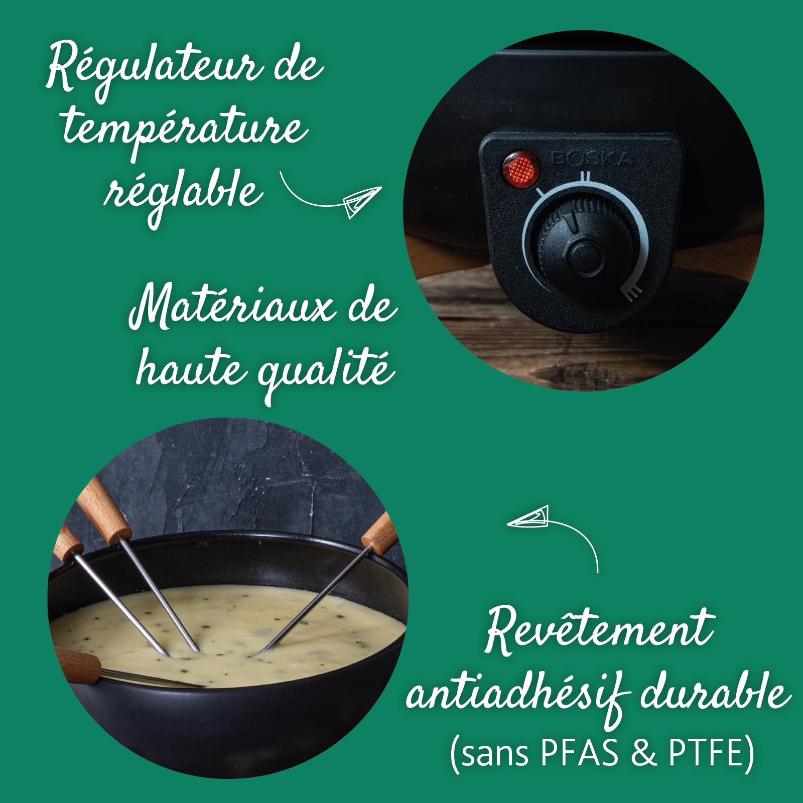 Boska Service à Fondue Électrique Party - Fondue electrique - Pour Fondue de Fromage, Fondue au Chocolat, Hotpot, Fondue chinoise - Appareil a fondue electrique - Contrôle de Température - 2.3 L