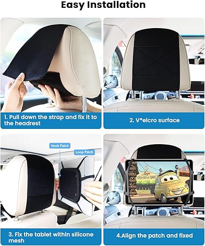 Miniatura 8 de WONNIE Soporte para tablet para automóvil, soporte mejorado para iPad para reposacabezas de automóvil, asiento trasero de soporte para iPad para