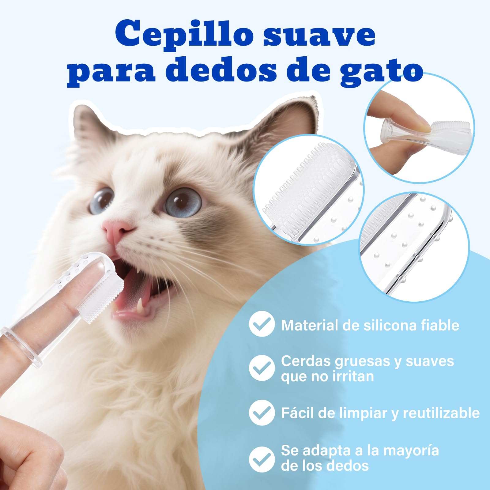 Juego de Cuidado Dental para Gatos, Pasta Dentífrica Sabor Atún 30 g, Incluye 2 Cepillos dientes gato, Fórmula Suave para el Cuidado Dental y un Aliento Fresco