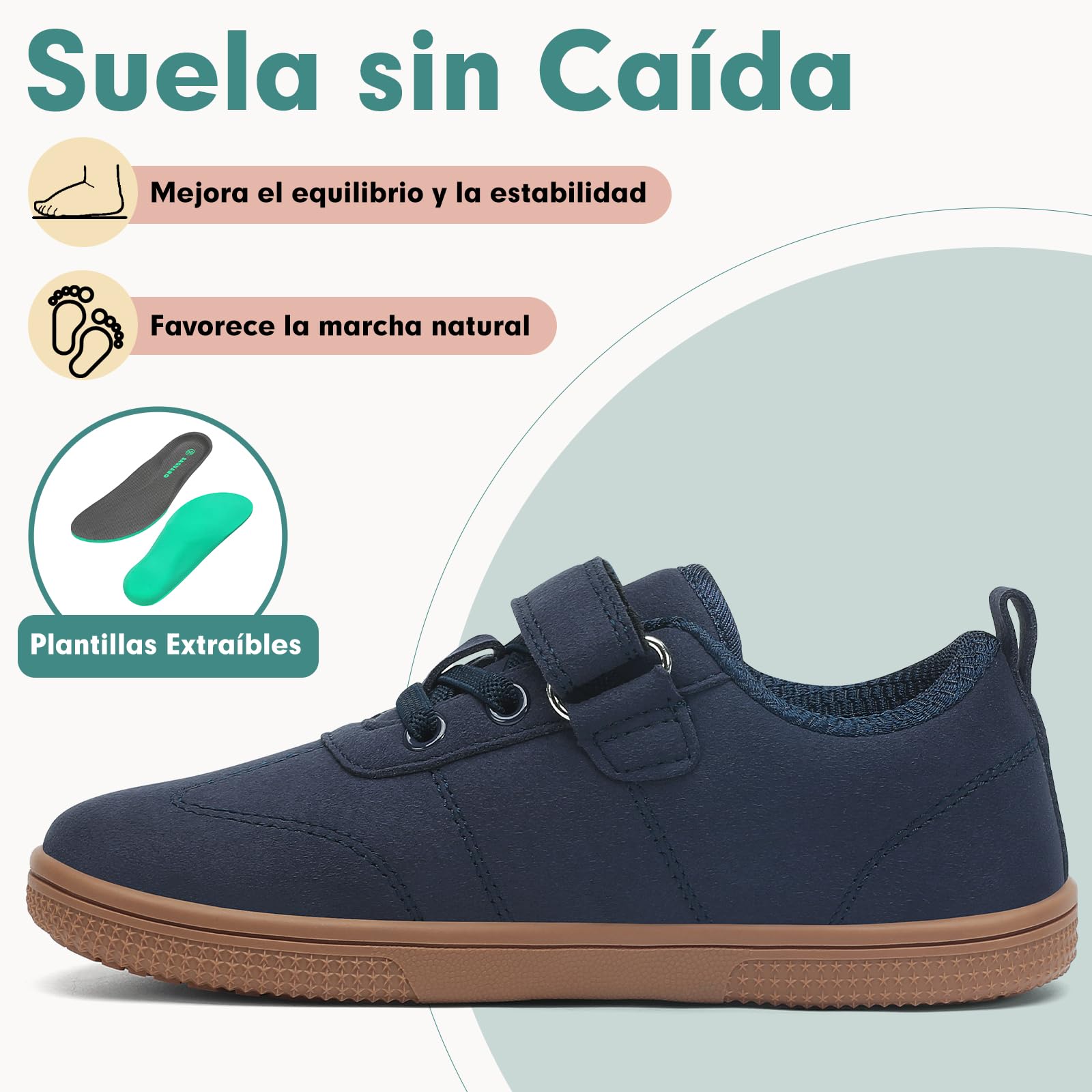 SAGUARO Zapatillas Barefoot Casual para Niños con Suela Plana y Puntera Ancha, 25–35 EU