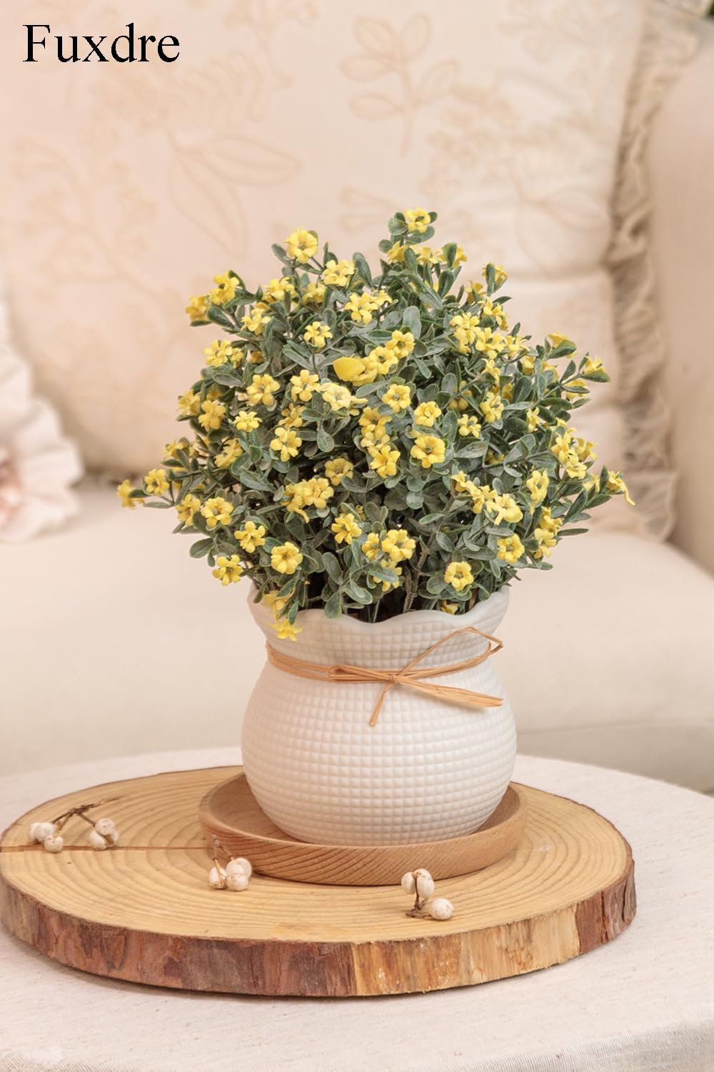 2 Pack Small Desk Plants, Artificial Bathroom Plants Decor with Flower in Vintage Plastic Pots, Faux Plants Indoor for Shelf Decor in Home Office, and Spring Decor (Yellow)