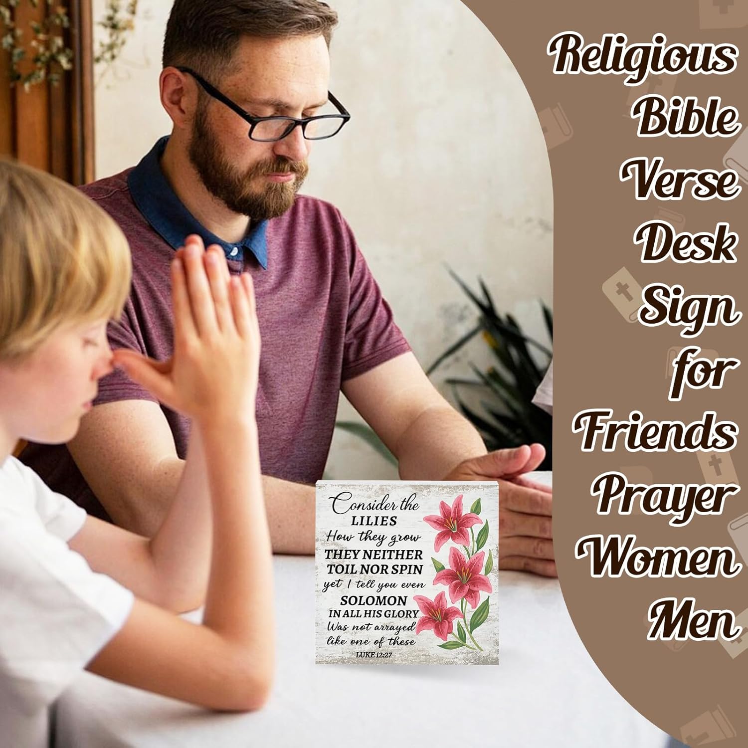 Consider The Lilies Inspirational Jesus Christian Home Decor Religious Bible Verse Wooden Blessed Sign for Shelf Bedroom Kitchen Church Motivational Gifts For Christians Women Men Pastor - Image 6